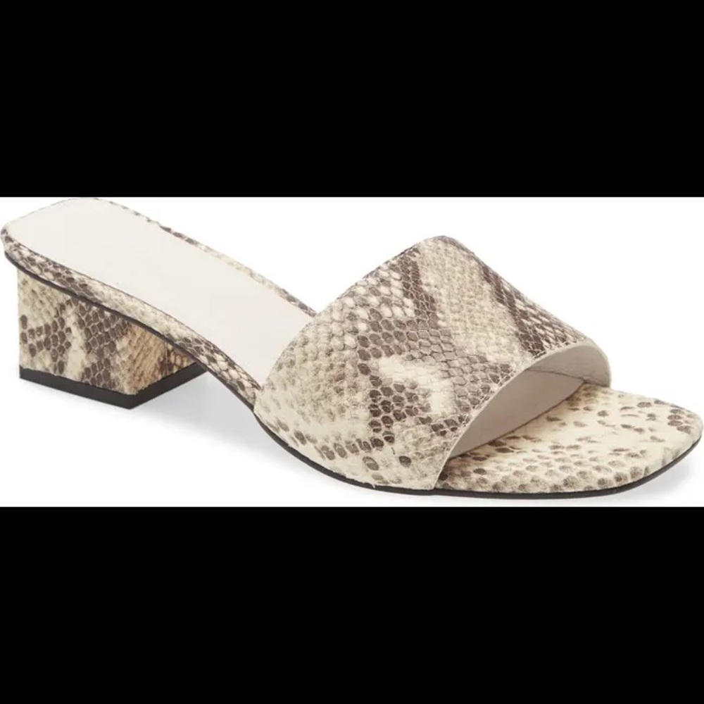 7.5 snakeskin block heels